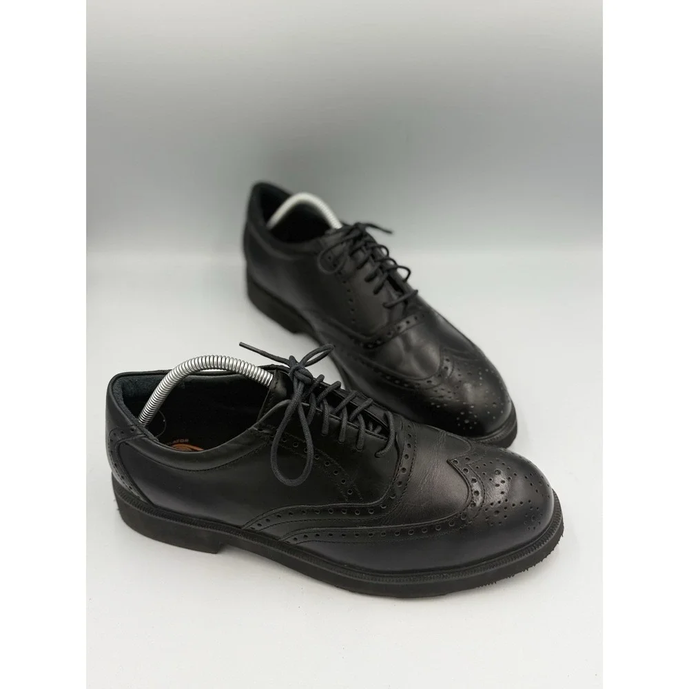 Rockport Leather Brogue Dress Shoes Men's Size 10M Black Lace Up Cushion Casual